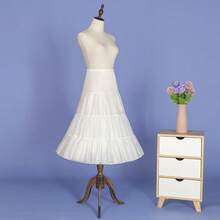 Saia Slip Retrô de Comprimento até o Joelho dos Anos 50, Saia Transparente Feminina, Pode Ser Usada com Vestidos, Moda dos Anos 50 - Branco - Visão 6