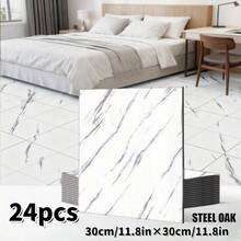 12/24pcs Luxury Vinyl Self-Adhesive Floor Tiles, 3D Marble Wallpaper Stickers, 30x30cm, Peel And Stick, Removable, Thick Insulation, Suitable For Living Room, Bedroom, Kitchen, Bathroom Wall And Floor Decoration - Multicolor - View 8