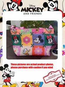 Disney 1个官方授权的史迪奇图案手提袋，大容量可折叠抽绳单肩包，轻便手提包，官方授权，多种款式可选，女士/女孩的完美日常购物袋 - 彩色 - 查看 12