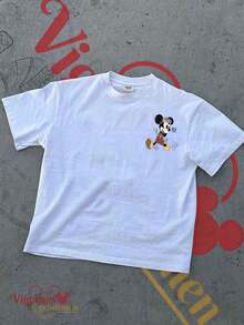 Disney Vintage Style  Mouse Short Sleeve T-Shirt - trắng - Xem 2