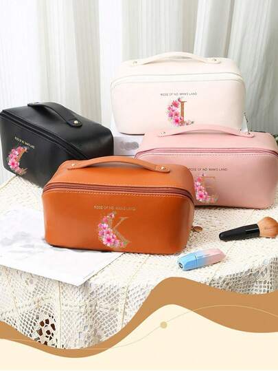 1pc Large Capacity PU Travel Makeup Bag, Multi-Functional Toiletry Bag, Bathroom Storage Bag, Makeup Brush Holder, Hanging Toiletry Bag, Cosmetics Organizer, Cable Organizer, Summer Storage, Luggage Bag, Handbag, Underwear Bag, Shoe Bag, Clothing Organizer, Skincare Organizer, Travel Accessories Bag, Suitable For Lipstick, Makeup Brushes, Pens, Eyeshadow, Mirror, Eyeliner, Lip Gloss, Skincare, Toothbrush, Toothbrush Cup, Soap, Shampoo, Comb, Watch, Phone, Necklace, Jewelry, Digital Products, Essential For Vacation Travel And Dorm