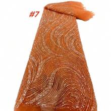 2026 High-Quality French African Mesh Lace Fabric, Handmade Beaded Embroidery Nigerian Sequin Lace Fabric, Suitable For Party Dress Sewing - A - View 9