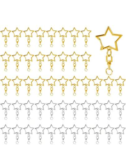 30/50 chiếc móc khóa hình ngôi sao, 2 màu móc khóa hình ngôi sao, móc càng cua bằng hợp kim, có vòng móc xoay và vòng lò xo, thích hợp cho các dự án thủ công DIY, làm móc khóa và vòng chìa khóa.