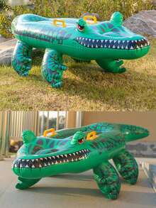 1pc Inflatable Green Crocodile Shaped Water Float, Adult Size For Summer Pool & Beach Party, Perfect Summer Gift, Swimming Pool Raft Lounger, Pool Inflatable, Beach Essentials, Pool Float - Green - View 5
