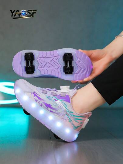  YAOSF Brand, High-End LED Roller Skate Shoes, Upgraded Luminous Sports Shoes For Teenagers, Walkable And Rollable Flying Shoes, Fashionable Lighting Walking Shoes, Outdoor Sports Roller Skate Shoes, Flashing Super Cool Children's Shoes, Colorful Lighting Shoes For Boys And Girls, Lightweight Comfortable Children Ice Skates, Eye-Catching Street Style Roller Skating Shoes