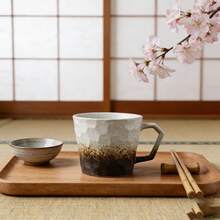Vintage Japanese Hammered Texture Ceramic Mug, Matte Finish Coffee Cup, Microwave & Dishwasher For Home And Office Use - Multicolor - View 8