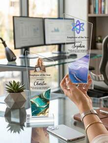 1pc Customize Personalized Acrylic Award Plaque,Custom Photo And Text, Custom Corporate Recognition Trophy,Employee Award Plaque,Retirement Or Appreciation Gift For Staff & Manag - Multicolor - View 4