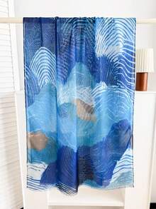 1pc Geometric Floral Abstract Print Detachable Hijab Scarf, Casual Daily Wear - Multicolor - View 3