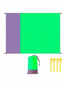 1件装便携式可折叠野餐垫，沙滩垫，户外草坪垫，户外花园垫，防水公园地面垫，沙滩防水防沙垫，适用于公园、海滩、徒步旅行、周末郊游、旅行、聚会、送给女朋友的生日礼物（尺寸：100*100厘米/300*300厘米，包含4个地钉和收纳袋），小巧便携 - 彩色 - 查看 23