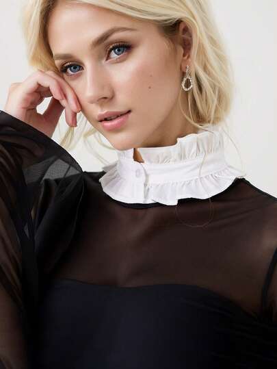 1/2件装女士可拆卸荷叶边假领，维多利亚风格荷叶边领带，优雅假领配饰，适用于毛衣、连衣裙和叠穿服装