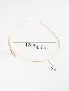 珍珠发箍，饰以宝石枝条，奢华水钻镶嵌头饰，仙气优雅的发箍，约会和聚会必备单品 - 金色 - 查看 5