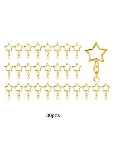 30/50pcs Star Shaped Keychain Clips, 2 Colors Star Shaped Clasps, Alloy Lobster Claw Clasps, With Rotating Hook Rings And Spring Gate Rings, Suitable For DIY Crafts, Keychain And Keyring Making - Star-shaped Keychain - View 6