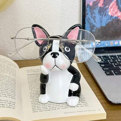 1 Item. Creative And Cute French Bulldog Glasses Holder/Display Rack. Desktop Decorative Item. Office/Dormitory Fashion Glasses Holder. Desktop Organization.