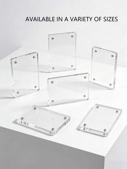 3/6个亚克力透明照片夹，磁性冰箱相框，多种尺寸圆形设计，可即时展示照片，DIY冰箱贴，家庭照片夹，宠物相册，墙面磁性相框，亚克力冰箱贴，磁性照片套，厨房展示，冰箱装饰，简约设计，现代风格，高品质磁铁，结构坚固，礼品购物，家居装饰