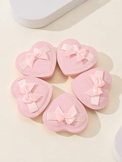 5pcs Heart-Shaped Makeup Sponges, Soft & Skin-Friendly For Concealer, Foundation, Blending, Suitable For Home Or Makeup Artist Use