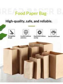 30 túi giấy Kraft dày, đáy xếp, túi đựng đồ ăn mang đi, túi đựng bánh mì, bánh nướng, bánh mì kẹp thịt, túi giấy đựng đồ. - Nhiều màu - Xem 8