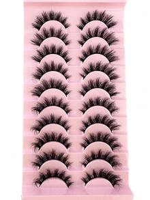 10 Pairs Criss-Cross Fluffy Natural False Eyelashes, 3D Mink Lash Extension, Long Lasting Lashes For Daily Wear - Black - View 5