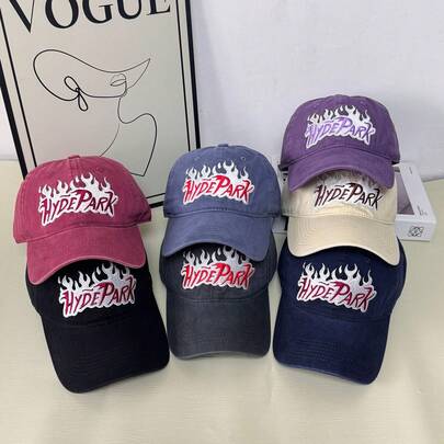 1顶复古水洗字母棒球帽 - 复古刺绣男女通用棒球帽，带帽檐，字母和图案印花 - 多种复古颜色可选 - 柔软可调节老爹帽，适合作为送给时尚女孩和朋友的礼物