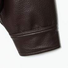 Chaqueta de cuero sintético holgada para mujer de otoño e invierno, chaqueta de motocicleta de moda de calle con bolsillos con cremallera - Café integral - Ver 9