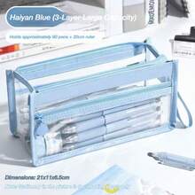 Transparent Pencil Case, Minimalist 3-Layer Stationery Pouch, Suitable For School Supplies, Ins Style - Single Piece - View 9