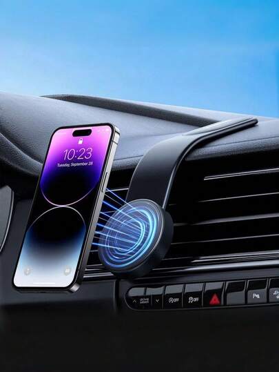 磁吸式车载手机支架，带可调节铝合金臂 - 通用型仪表盘和空调出风口安装支架，强力吸盘+无痕胶，360°旋转，适用于MagSafe及所有智能手机，通用尺寸