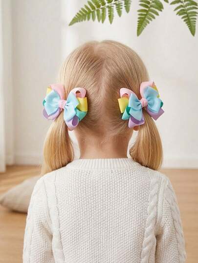 2/4 piezas Clips de pelo de color caramelo, Lazo, Satén, Accesorios de pelo de caimán para niñas, Adecuado para la vida diaria