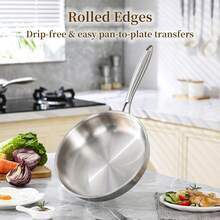 3-Layer Stainless Steel Frying Pan, Suitable For Induction Cooktop, Large Size Pan, Oven & Dishwasher , Fast & Even Heating, PFOA & - View 3
