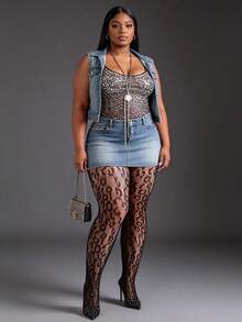 1 chiếc quần tất ôm sát, quần legging lưới co giãn cao, họa tiết da báo, quần tất kẻ caro retro gợi cảm thời trang nữ, quần skinny phong cách Gothic Y2K đa năng, phù hợp cho mọi mùa. - màu đen - Xem 3