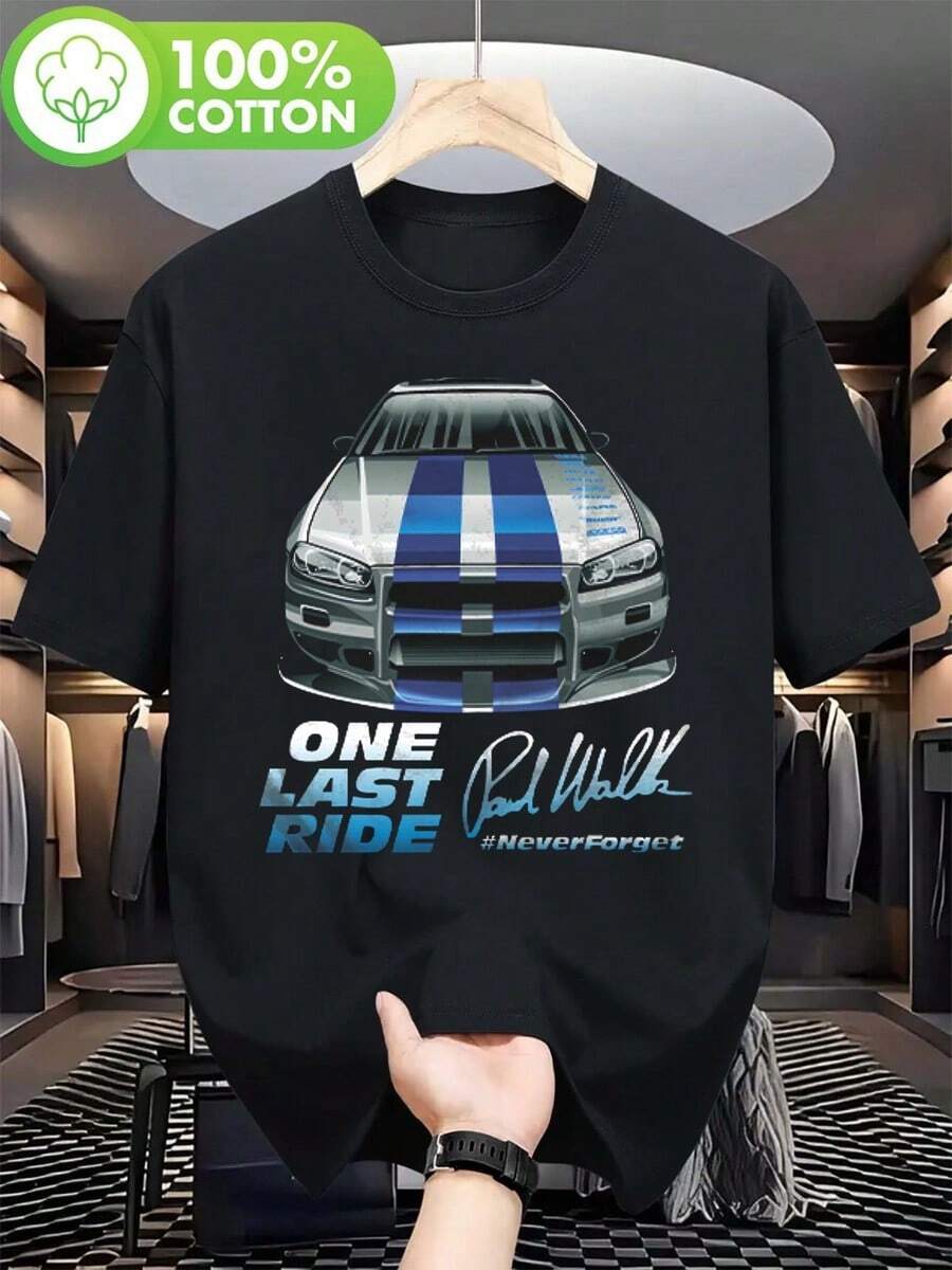 Women's Movie-Themed T-Shirt -  Commemorative Edition With "" And "" - Collector's Edition Retro Racing-Themed T-Shirt, Fan Exclusive, Size 180 (And Up) - Classic Collection Apparel - Black - View 1