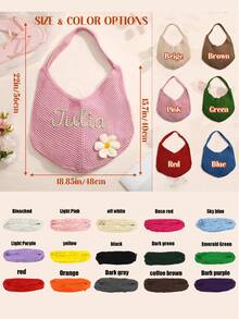 Original DIY Personalized Straw Letter Bridesmaid Handbags, Bridesmaid Beach Bags, Bachelorette Party Gift Bags, Custom Handheld Gift Baskets, Bridesmaid Gift Baskets, Seaside Holiday Straw Hand-Held Shoulder Straw Bag - Multicolor - View 7