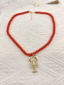 ZA 女士小龙虾吊坠串珠项链 | 多色波西米亚海洋风复活节礼物沙滩派对饰品 - 小龍蝦 - 查看 18