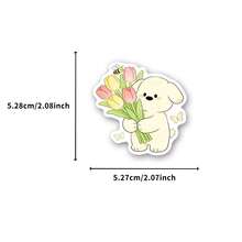 50张原创春季小狗乙烯基贴纸，美观实用，适用于剪贴簿、日记、保险杠、滑板、水瓶、头盔、水杯、汽车贴纸等。 - 彩色 - 查看 2