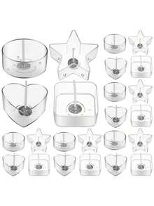 10 pièces Porte-bougie en plastique transparent résistant à la chaleur, convient pour la fabrication de bougies DIY - en forme de cœur et rond - très adapté pour Noël, les amateurs de bougies et la décoration de Noël pour les amateurs de lune DIY. - A - Voir 10