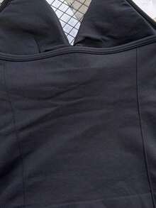 Women's Yoga Sports Bra Sleeveless Cropped Activewear Top, Elastic Fitness Workout Tank Top, Breathable Black Summer - 深灰色 - 查看 5