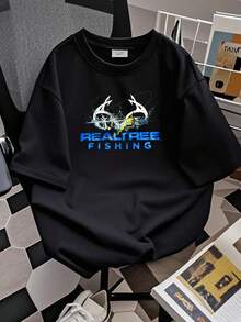 Maglietta da donna con stampa del logo di pesca REALTREE, maglietta da uomo per attività all'aperto, caccia e pesca, taglia large - nero - Visualizzare 2