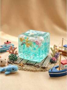 Ocean Themed Sensory Decompression Magic Cube, Decorated With Cartoon Seashells, Conches, Schools Of Fish And Ice Cream Elements To Create A Marine Party Atmosphere, Effectively Relieving Anxiety. Suitable For Outdoor Spaces And Office Environments, Providing A Stress-Relieving Experience Anytime. Also Makes A Great Desktop Decor, Party Favor Or Holiday Gift! - 彩色 - 查看 2