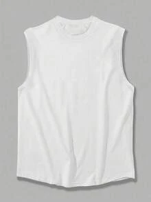 Bộ đồ nam mùa hè cổ tròn, kiểu dáng thường ngày gồm áo tank top và quần short. - trắng - Xem 3