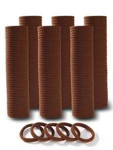 50/100pcs Minimalist High Elasticity Hair Ties, Basic Hair Bands Suitable For Daily Use - Coffee - View 4