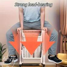Xe đẩy lưu trữ di động 4 bánh chịu tải nặng, khung nhựa/kim loại màu trắng, kệ di động nhiều tầng, dụng cụ sắp xếp tiết kiệm không gian cho văn phòng, nhà để xe, phòng ngủ, chất liệu bền, xe đẩy dễ lắp ráp - Nhiều màu lớn - Xem 5
