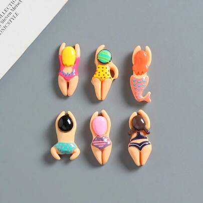 6 nam châm tủ lạnh hình nhân vật bơi lội sáng tạo, nam châm trang trí tủ lạnh hình bãi biển dễ thương, trang trí tủ lạnh nhà bếp, trang trí nhà cửa.