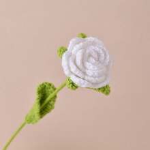 1件手工钩织盛开玫瑰花束，永不凋谢的钩织花，情人节或母亲节礼物 - 乳白色 - 查看 9