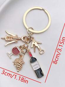 1pc Wine Dropper, Wine Glass, Wine Bottle, Zinc Alloy Keychain, Creative Backpack Key Accessories, Fashionable And Elegant Bag Decoration, Suitable For Labor Day Gifts, Mother's Day Gifts, Father's Day Gifts, Gifts For Friends - Multicolor - View 3