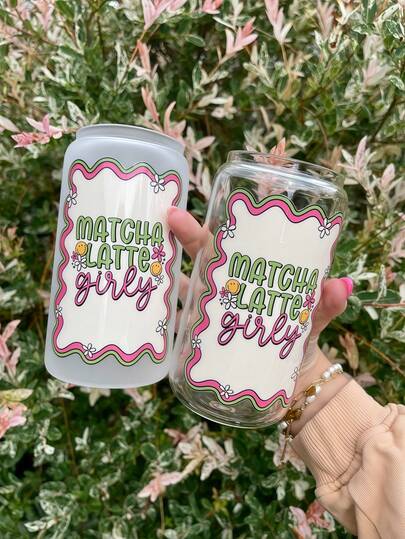 Iced Matcha And Coffee Glass Straw Cup, Matcha Glass Straw Cup, Coffee Iced Drink Straw Cup, Suitable For Milk Tea, Coffee, Matcha, Juice, Tea, Etc.