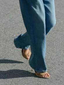 2026 Summer New Fashion Brown Suede Open Toe Stiletto Slide Sandals, Versatile Slip-On High Heel Mules For Commuting & Party Wear - Khaki - View 2