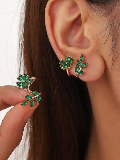 1 Pair Fashionable Personalized Exquisite Copper Zirconia Stone Earrings, Suitable For Women's Daily Casual, Party And Gathering