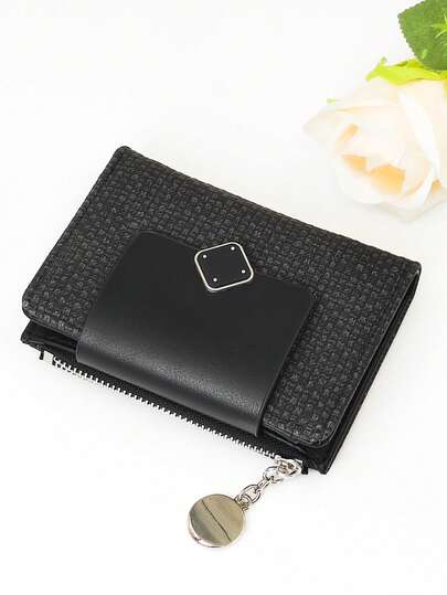 Women's Short Wallet, Mini Handheld Multi-Function Card Holder Pouch, Solid Color Compact Zipper Coin Purse, Casual Soft PU Multi-Function Wallet, New Fashion Student Wallet