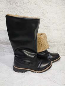 Women's Mid-Calf Boot With Fleece Lining, Comfortable For Winter - Black - View 4