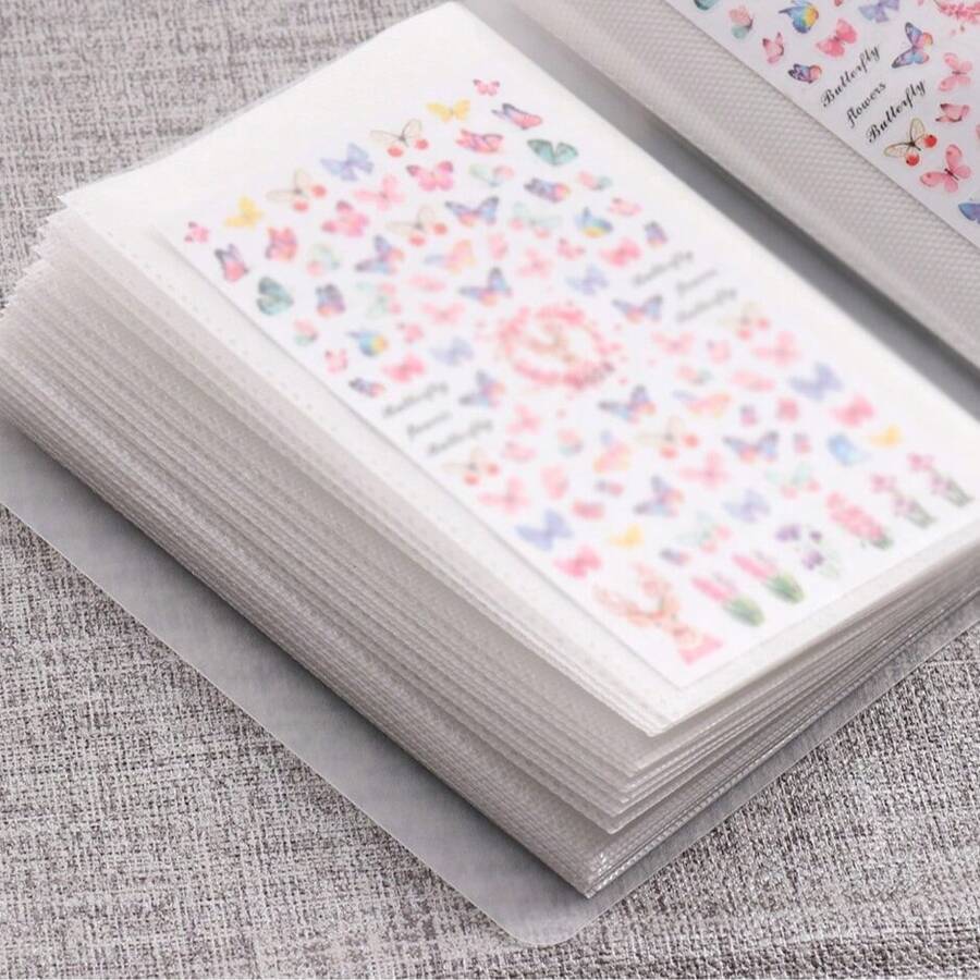 100pcs Blank Nail Sticker Album, Nail Art Sticker Collection Album, Blank Display Book, Plastic DIY Design Tool, Nail Supplies, Nail Art Tools, Back To School Nail Sticker Accessories - White - View 1