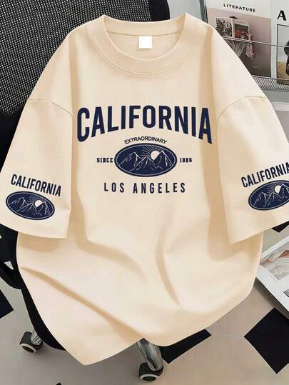 Áo thun cổ tròn in hình thể thao leo núi, cỡ lớn dành cho nữ, kiểu dáng thường ngày mùa hè, tay ngắn thời trang. Thích hợp cho kỳ nghỉ hè, đi biển, nghỉ dưỡng, mùa xuân, ngày lễ tình nhân.