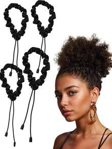 新款缎面可调节免加热卷发器，波浪发髻发圈 - 彩色 - 查看 9